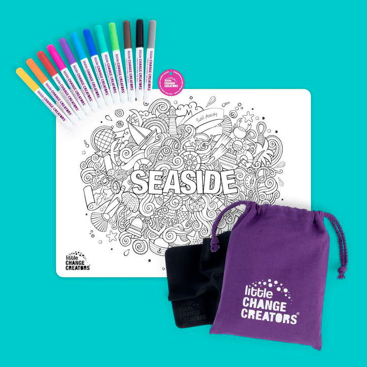 Little Change Creators - LARGE Reusable Silicone Colouring Set - Seaside