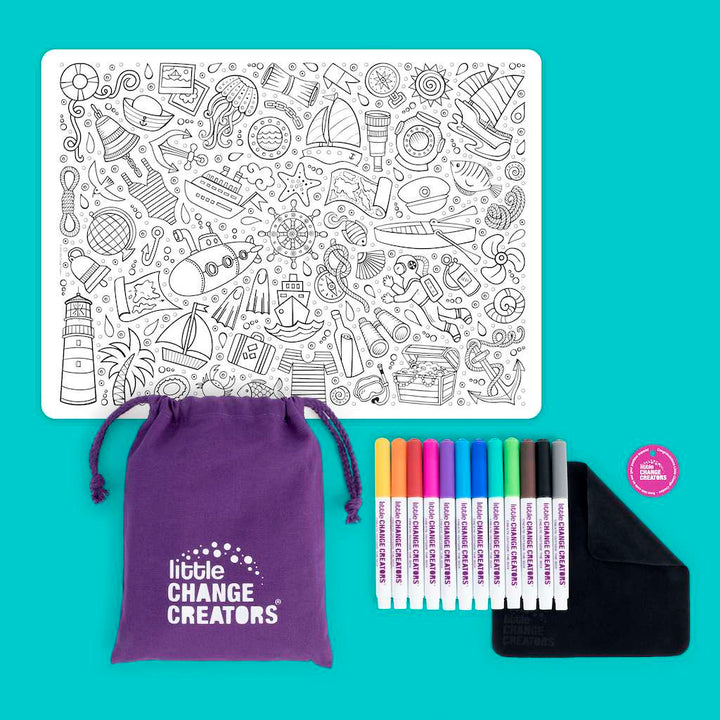 Little Change Creators - LARGE Reusable Silicone Colouring Set - Seaside