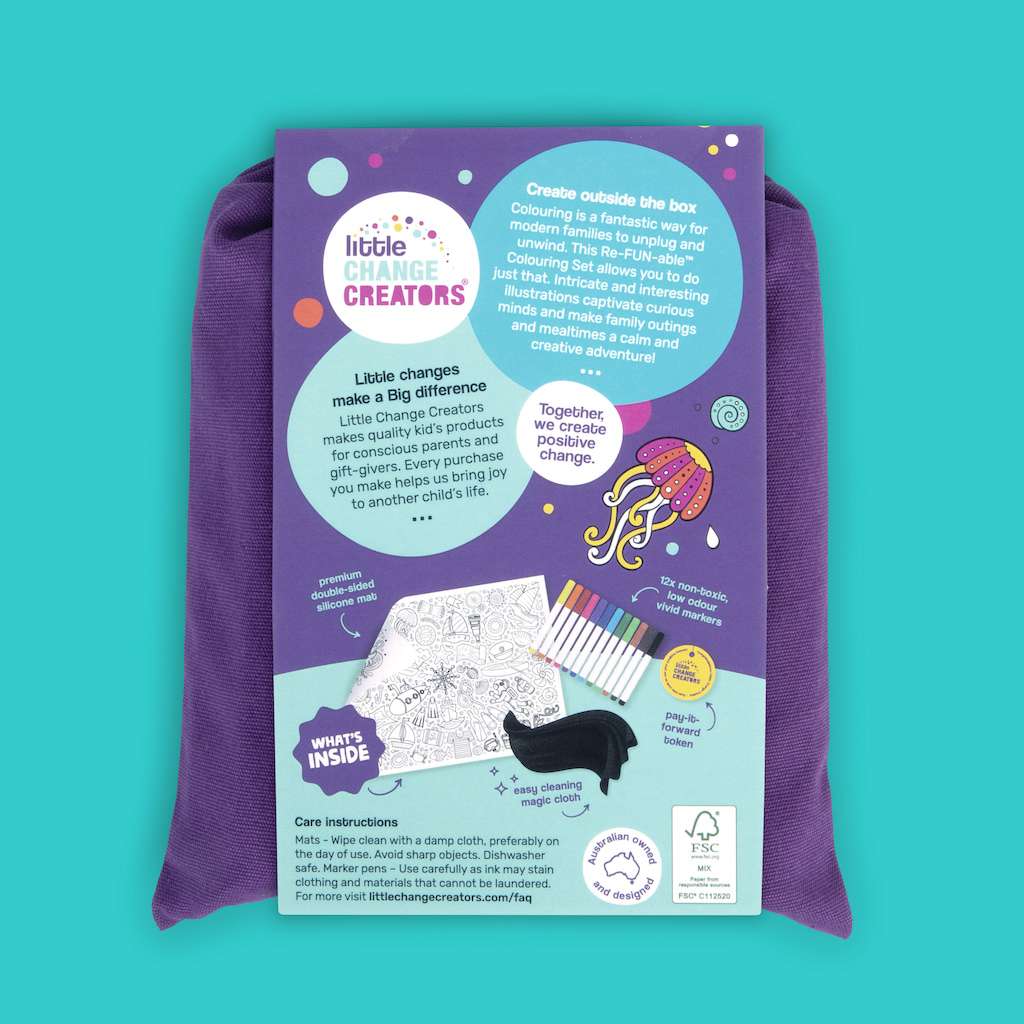 Little Change Creators - LARGE Reusable Silicone Colouring Set - Seaside