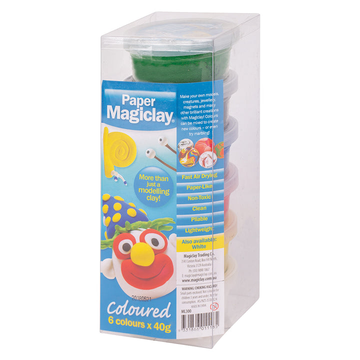 Paper Magiclay - 6 Assorted Colours (40g Tubs)