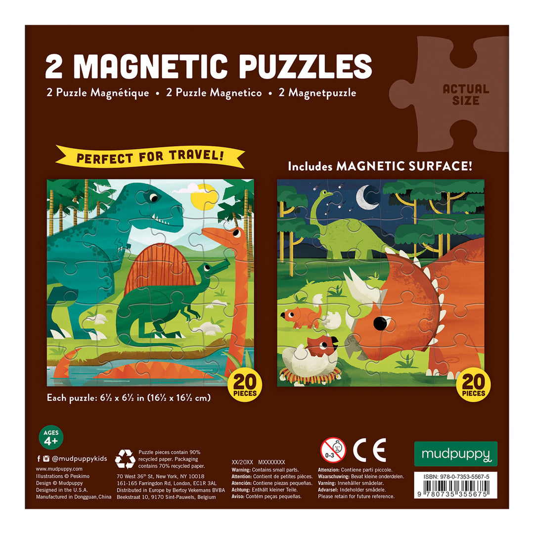 Mudpuppy - 20pc Magnetic Puzzles - Dinosaurs (Set of 2)