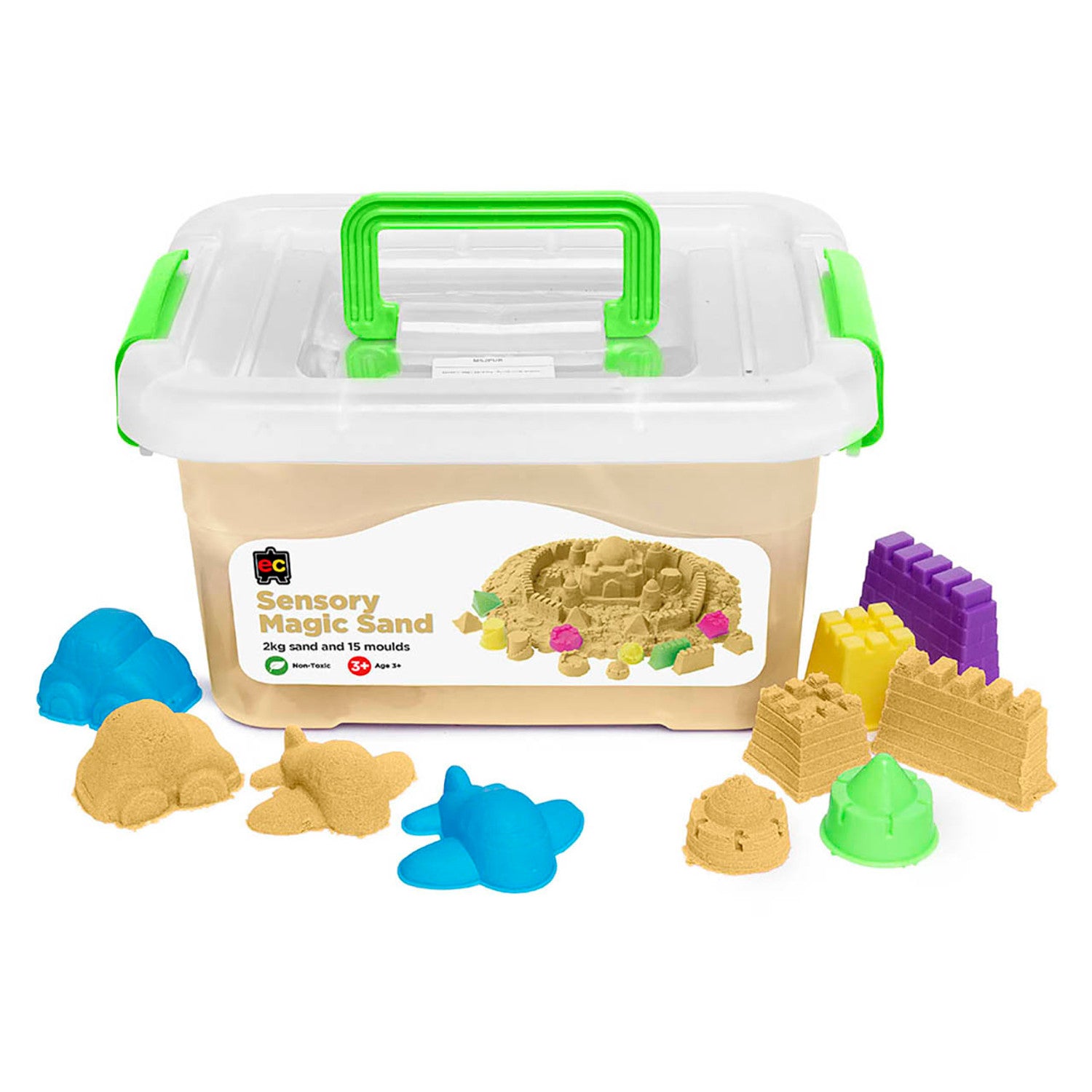 Educational Colours | Sensory Magic Sand With Moulds Natural 2kg ...