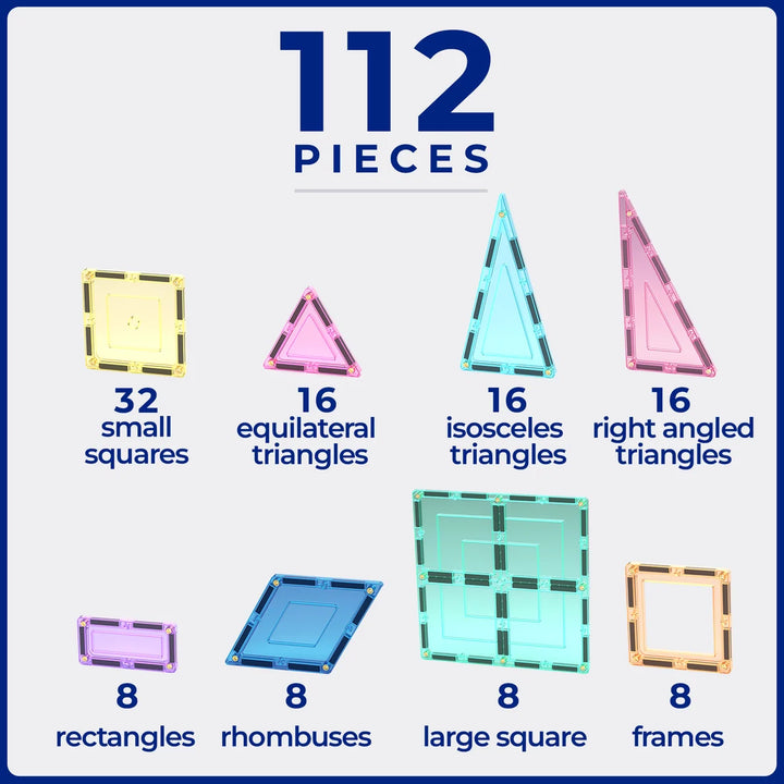 TileTek - Magnetic Tiles - Pastel Set (112pc)