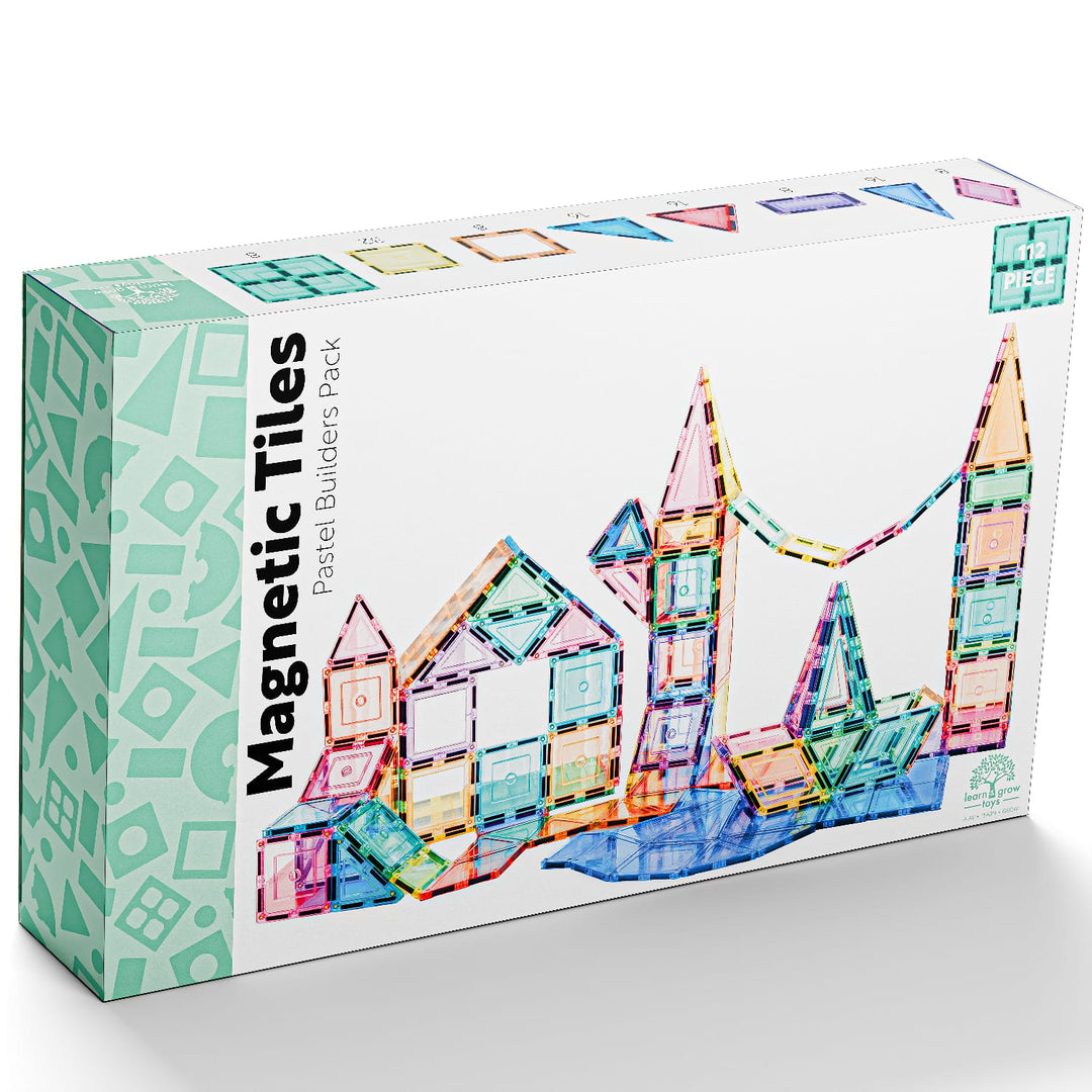 Learn & Grow Toys - Magnetic Tiles - Pastel Set (112pc)