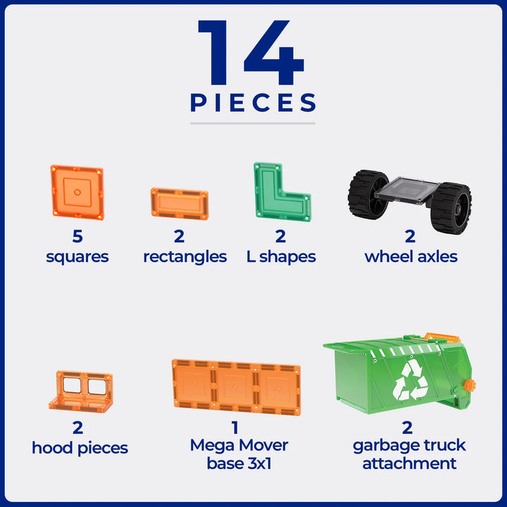 TileTek - Magnetic Tiles - Mega Recycling Truck Set (14pc)