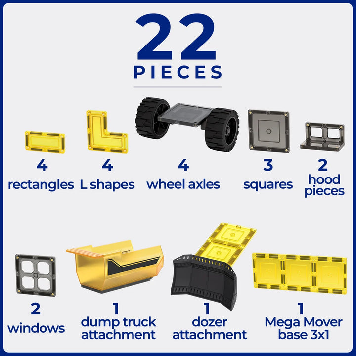 TileTek - Magnetic Tiles - Mega Earth Mover Set (22pc)