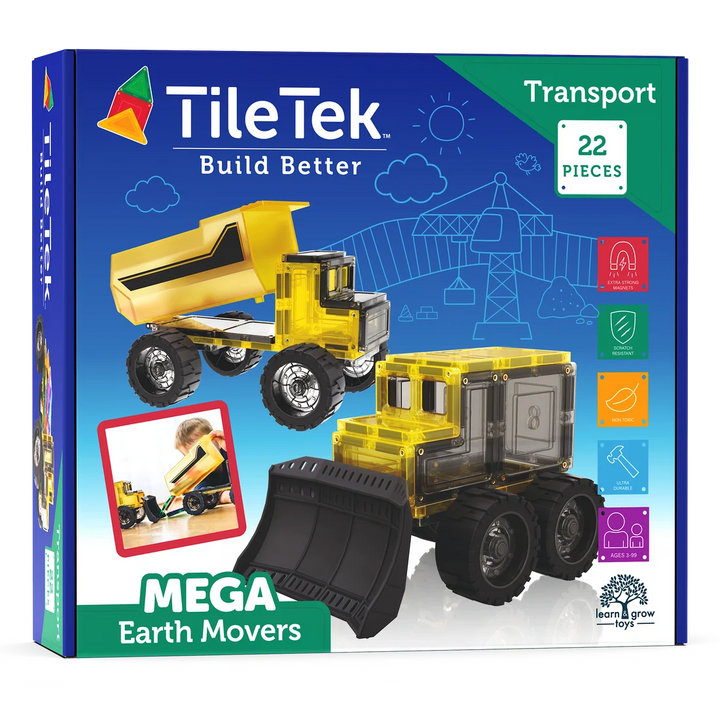 TileTek - Magnetic Tiles - Mega Earth Mover Set (22pc)