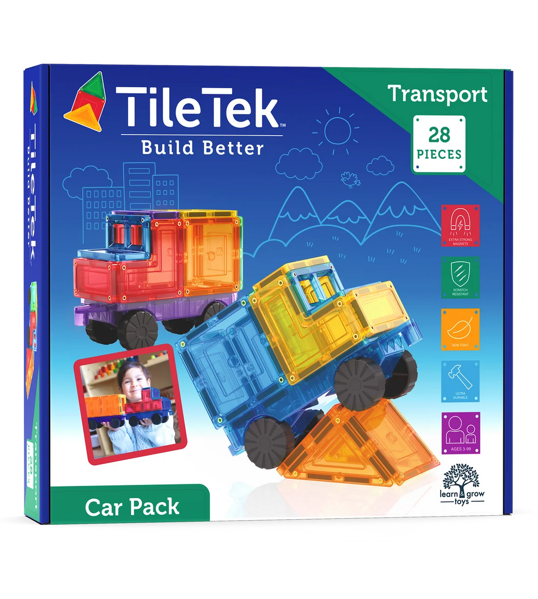 TileTek - Magnetic Tiles - Car Set (28pc)