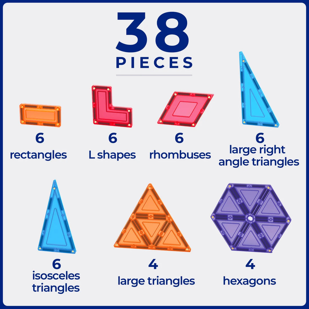 TileTek - Magnetic Tiles - Geometric Set (38pc)