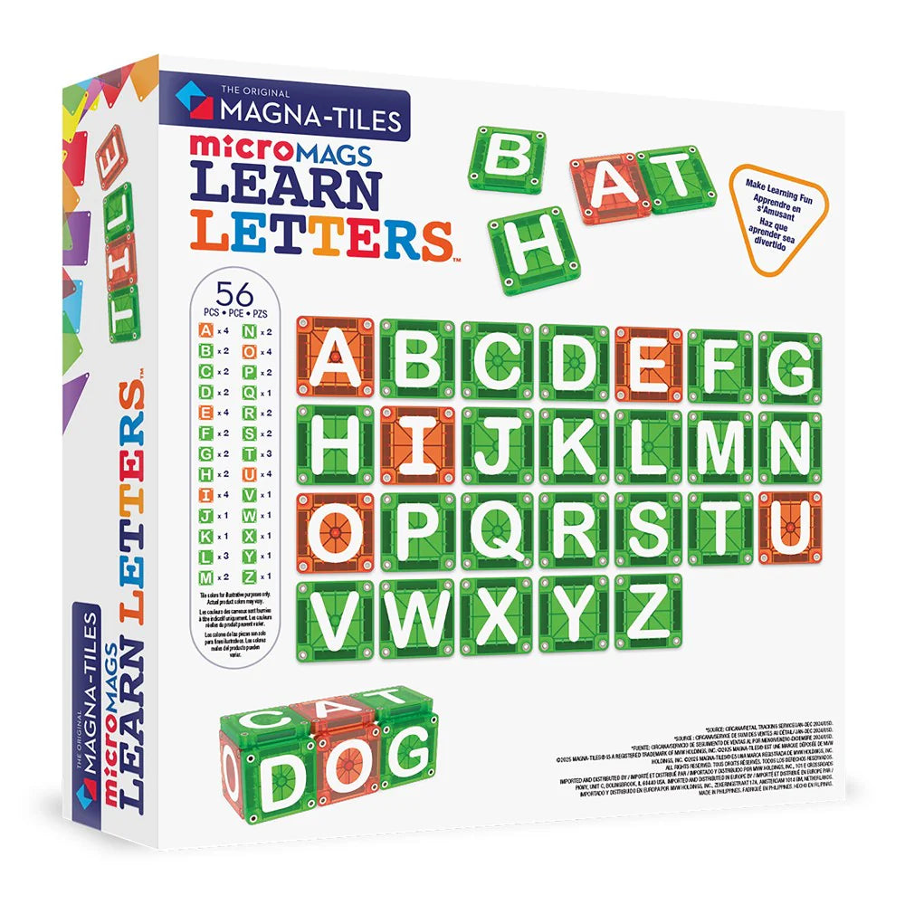 Magna-Tiles - microMAGS - Learn Letters Set (56pc)