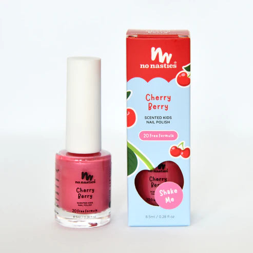 No Nasties - Kids Scented Nail Polish - Cherry Berry (Bright Pink)