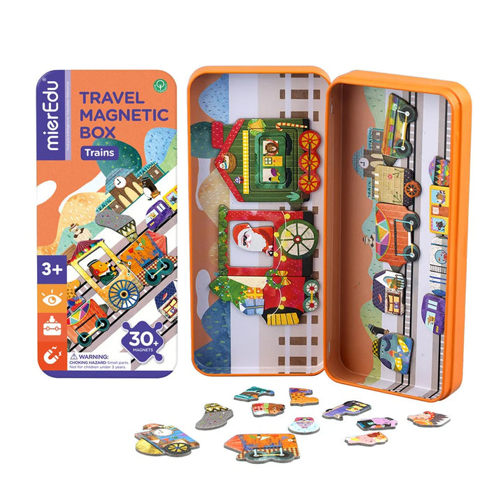 mierEdu - Travel Magnetic Tin Box Set - Trains
