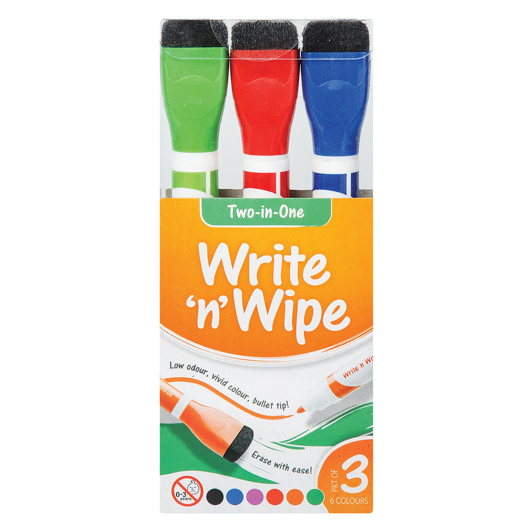 Write 'n' Wipe Whiteboard Markers - 6 Colours (Pack of 3)