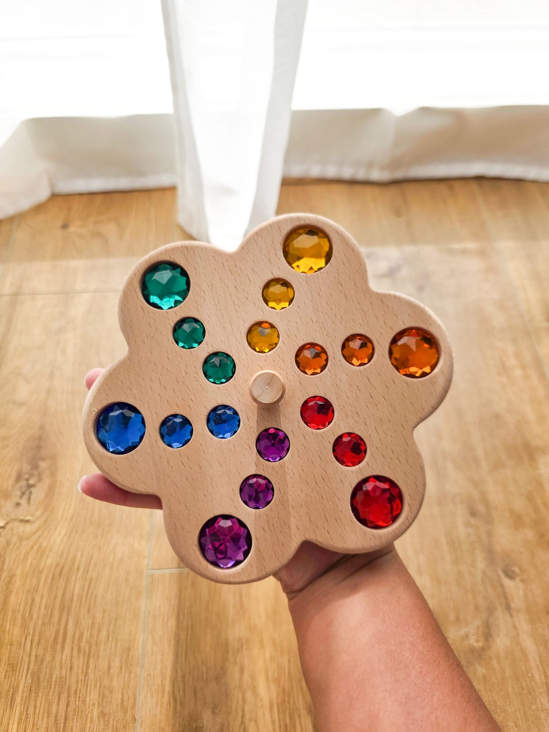 Rainbow Gem Jumbo Spinning Top - Flower
