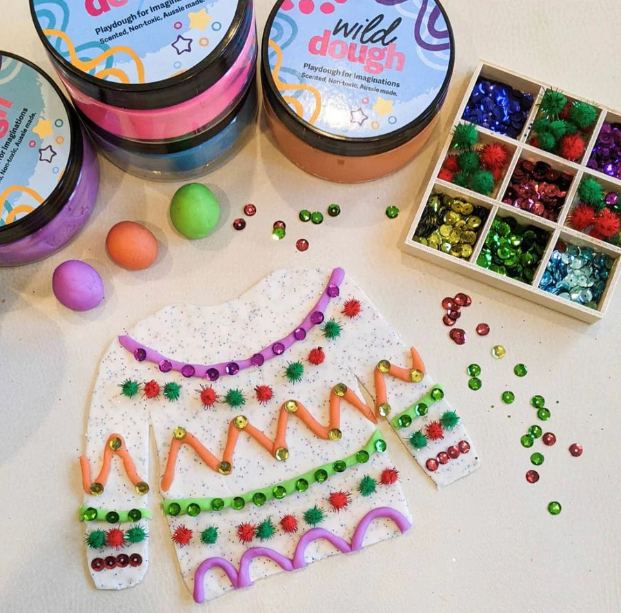 Glitter Scented Playdough - White Christmas Playdough (280g Jar)