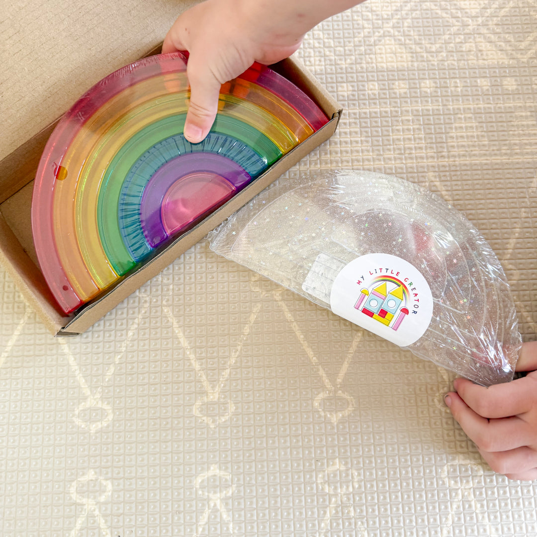 Lucite Stacking Rainbow & Glitter Arch Platform Set