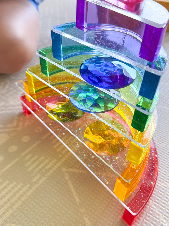 Lucite Stacking Rainbow & Glitter Arch Platform Set