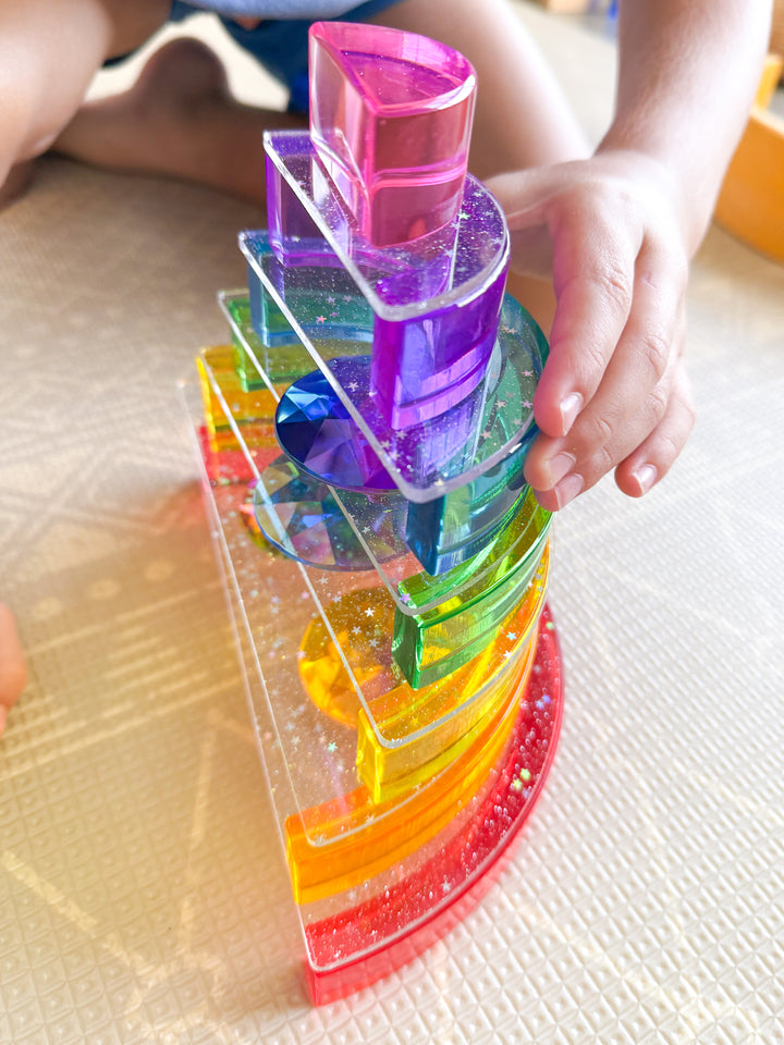 Lucite Stacking Rainbow & Glitter Arch Platform Set