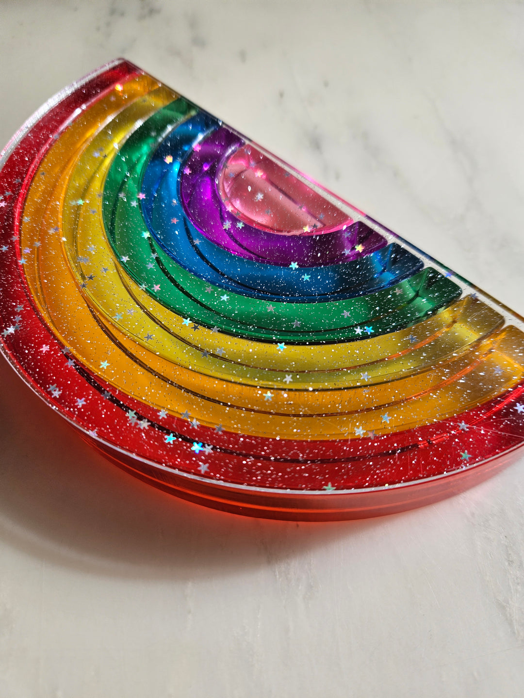 Lucite Stacking Rainbow & Glitter Arch Platform Set