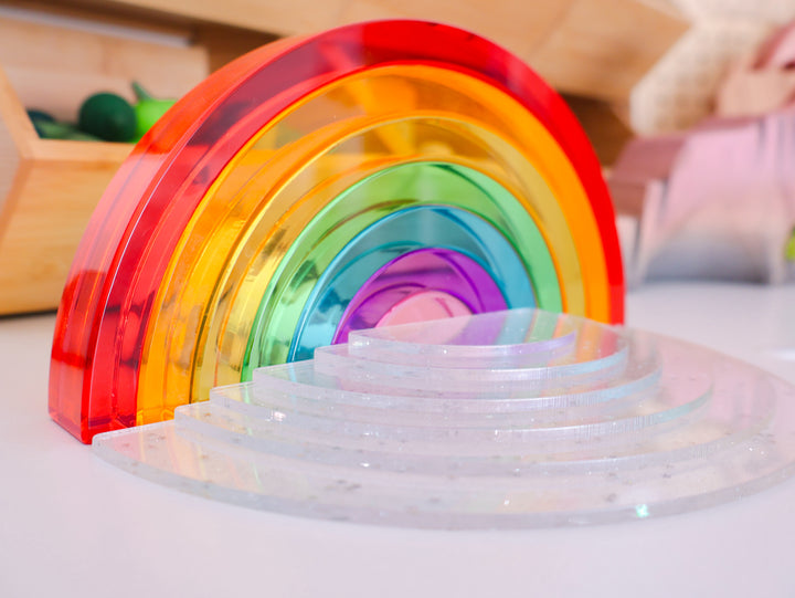 Lucite Stacking Rainbow & Glitter Arch Platform Set