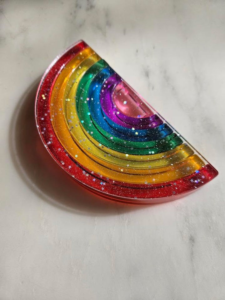 Lucite Stacking Rainbow & Glitter Arch Platform Set