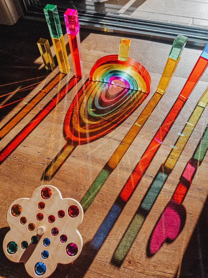 Lucite Stacking Rainbow & Glitter Arch Platform Set