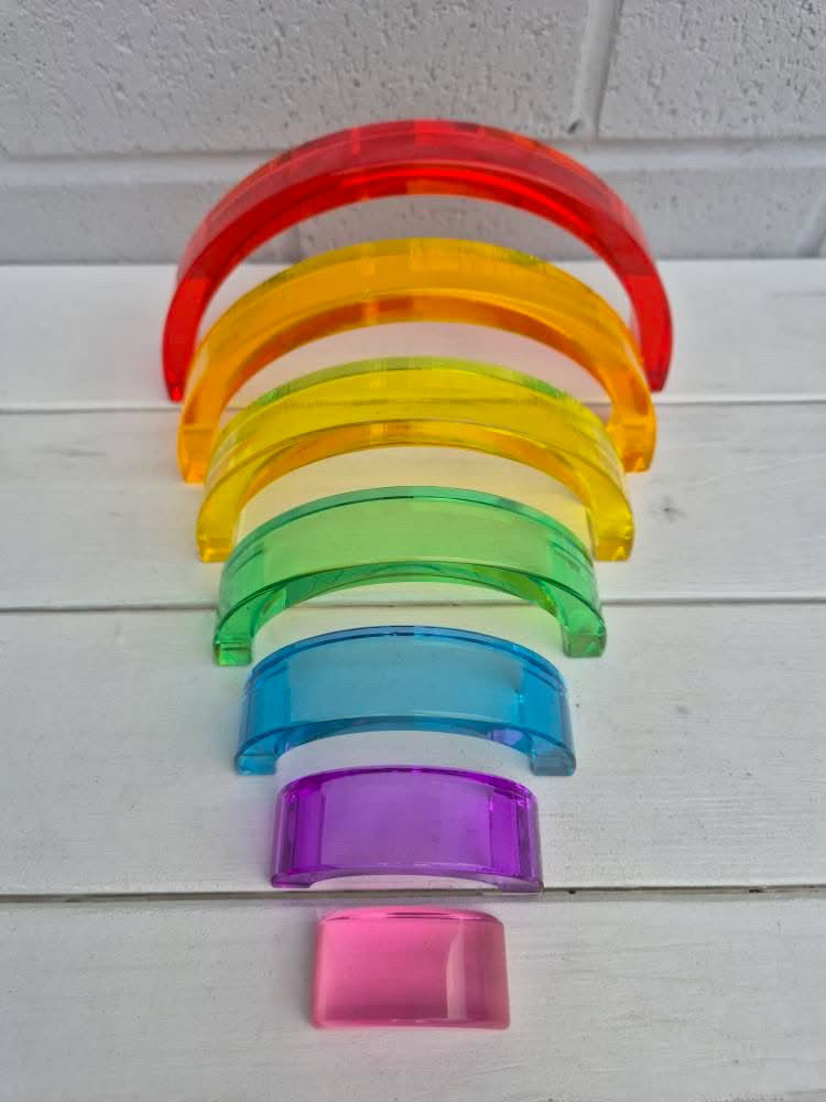 Lucite Stacking Rainbow & Glitter Arch Platform Set