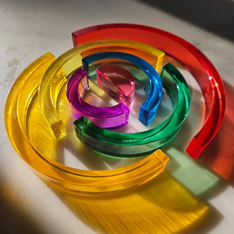 Lucite Stacking Rainbow & Glitter Arch Platform Set