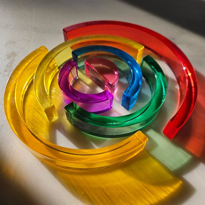 Lucite Stacking Rainbow & Glitter Arch Platform Set