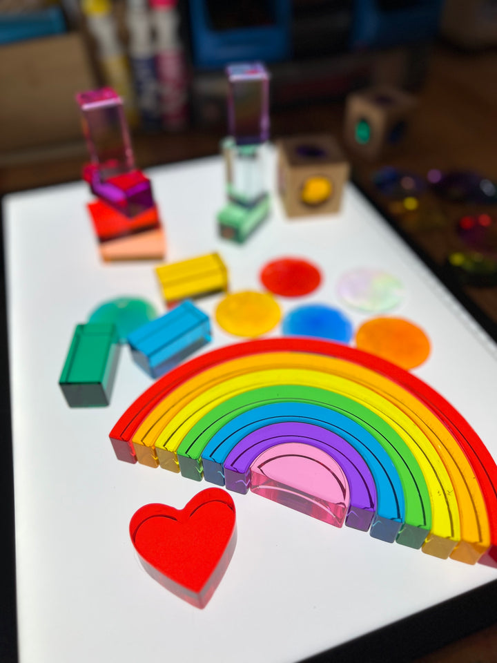 Lucite Stacking Rainbow & Glitter Arch Platform Set