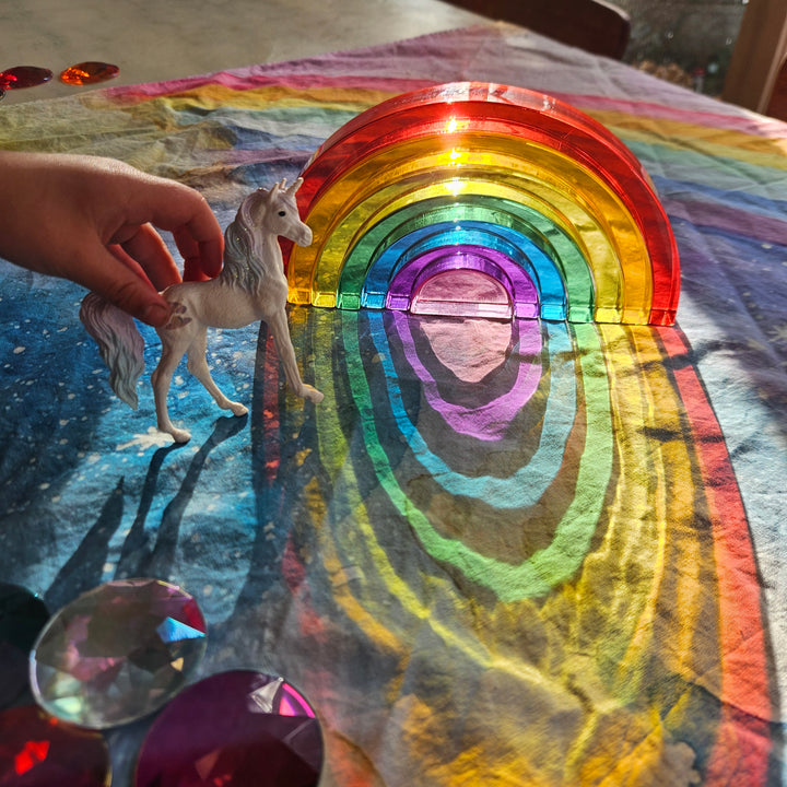 Lucite Stacking Rainbow & Glitter Arch Platform Set