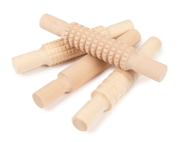 Wooden Pattern Rolling Pins (Set of 4)