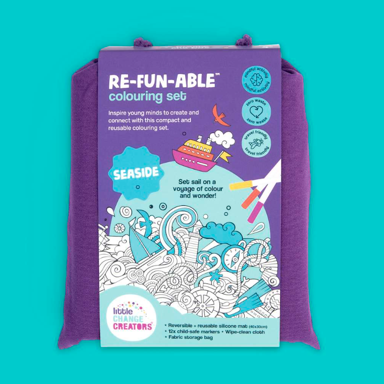 Little Change Creators - LARGE Reusable Silicone Colouring Set - Seaside