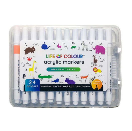 Life of Colour - Acrylic Markers - Classic Colours 24pk (2.5mm Medium Tip)