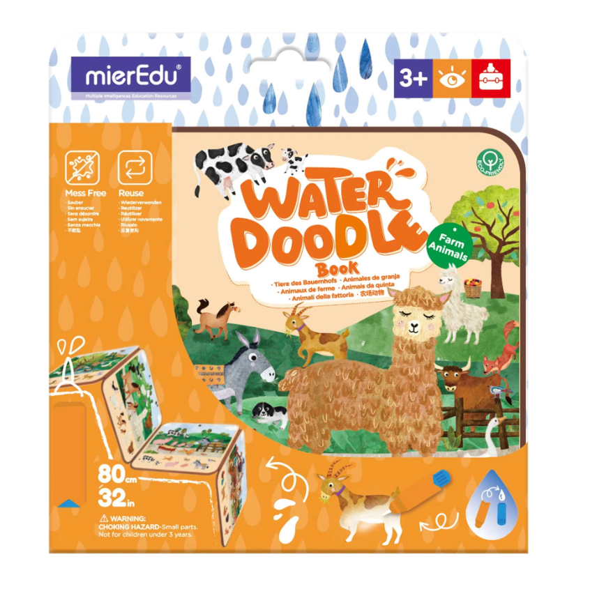 mierEdu - Magic Water Colouring Book Set - Farm Animals