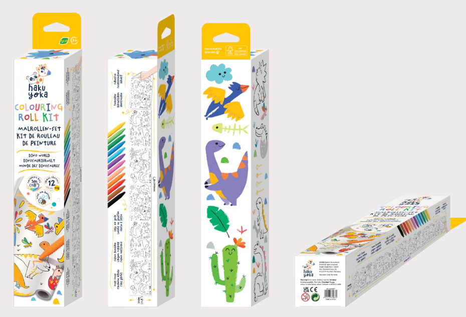 Haku Yoka - Colouring Roll Set - Dino World (3 Metre Long)