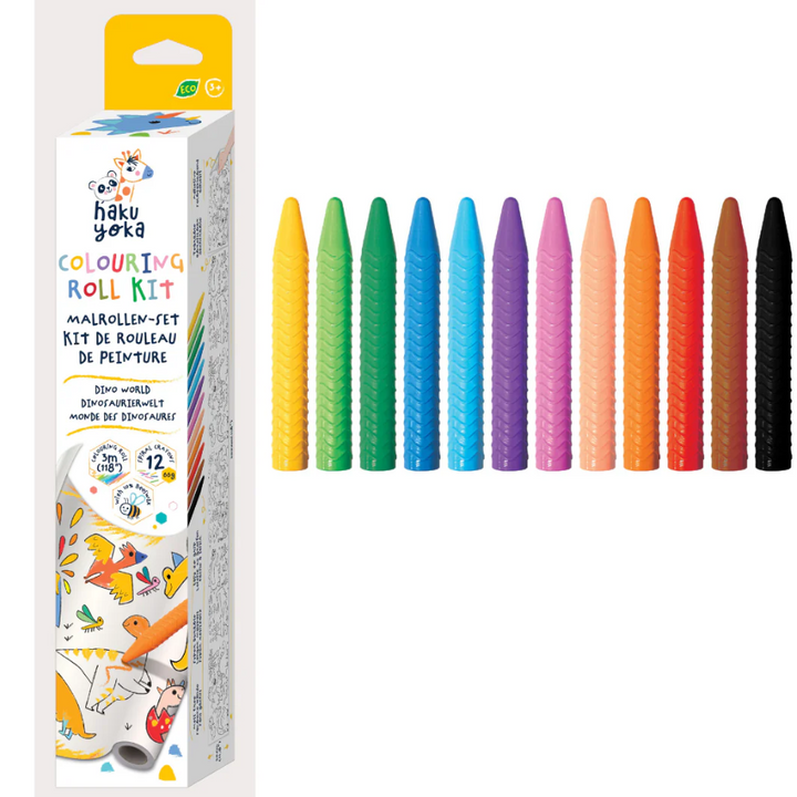 Haku Yoka - Colouring Roll Set - Dino World (3 Metre Long)