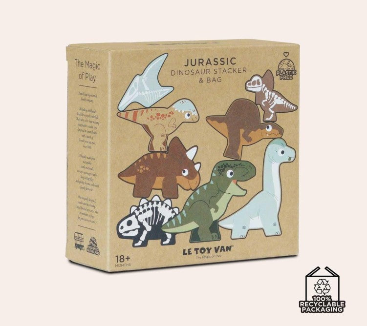 Le Toy Van - Wooden Jurassic Stacking Dinosaurs & Bag