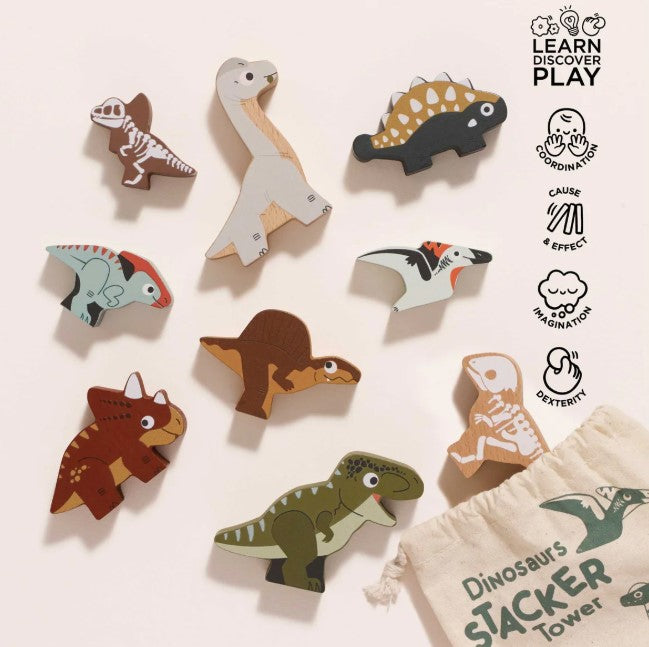 Le Toy Van - Wooden Jurassic Stacking Dinosaurs & Bag