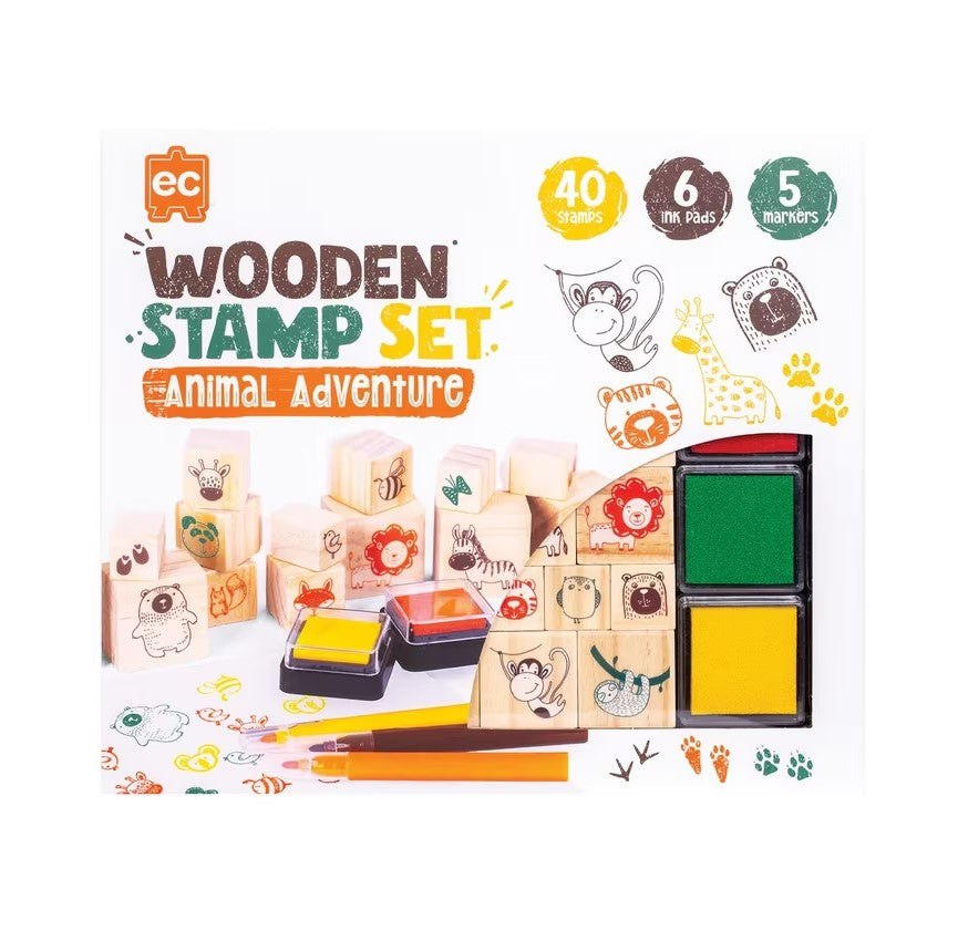 EC - Wooden Stamp Set - All About Animals (51pc)