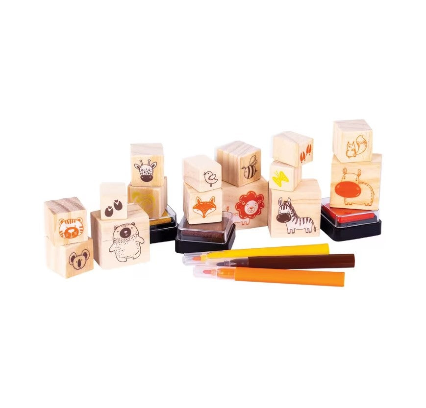 EC - Wooden Stamp Set - All About Animals (51pc)