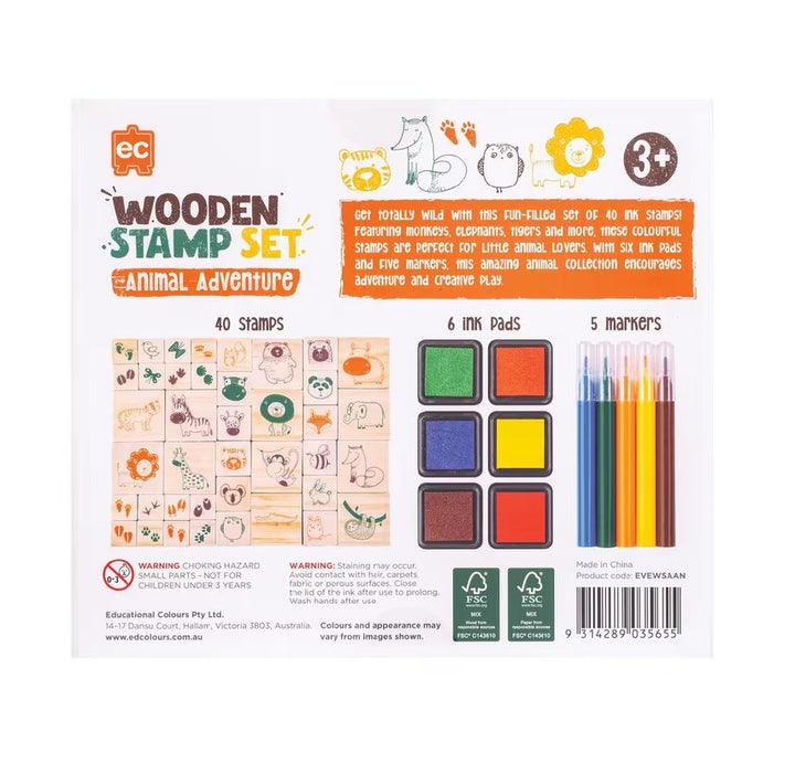 EC - Wooden Stamp Set - All About Animals (51pc)