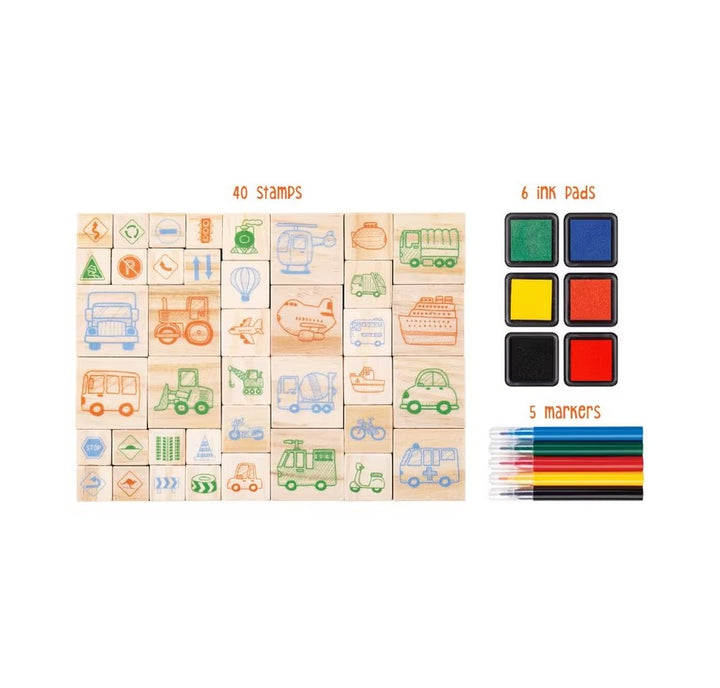 EC - Wooden Stamp Set - Things That Go (51pc)