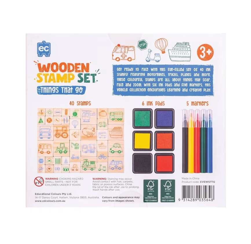 EC - Wooden Stamp Set - Things That Go (51pc)