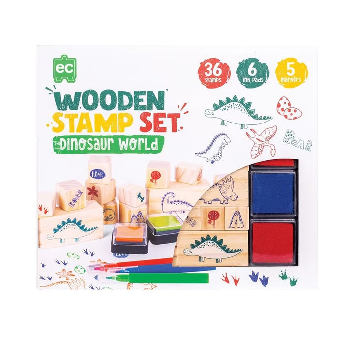 EC - Wooden Stamp Set - Dinosaur World (47pc)