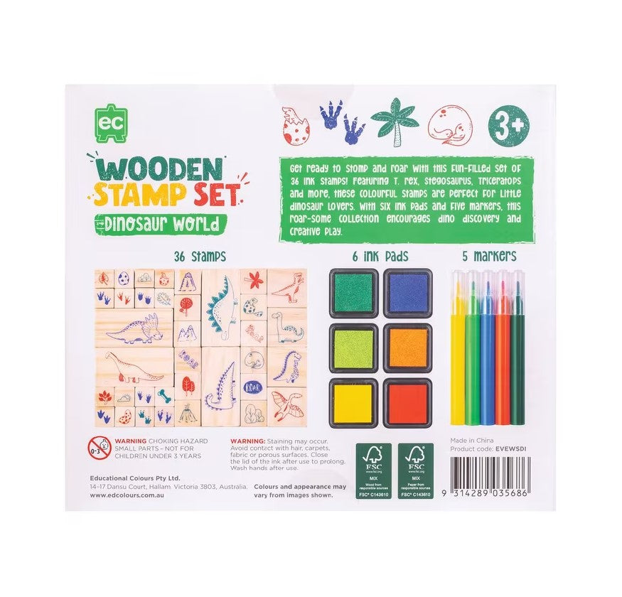 EC - Wooden Stamp Set - Dinosaur World (47pc)