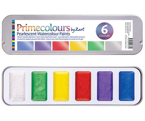 Zart - Primecolours Watercolour Paint - Pearlescent (Palette of 6)