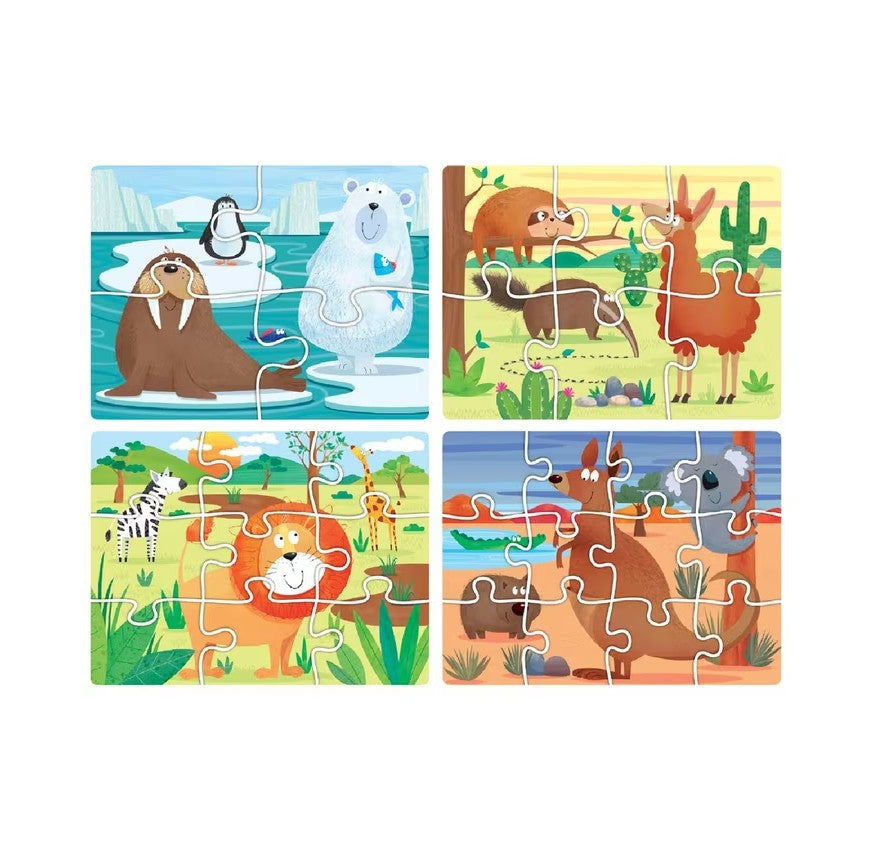 4-in-1 Puzzle Set - Animals of the World