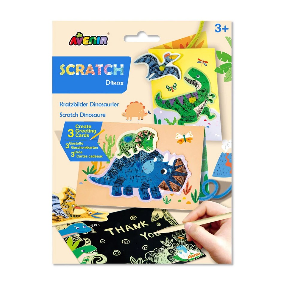 Avenir - Scratch Greeting Cards Set - Dinosaurs