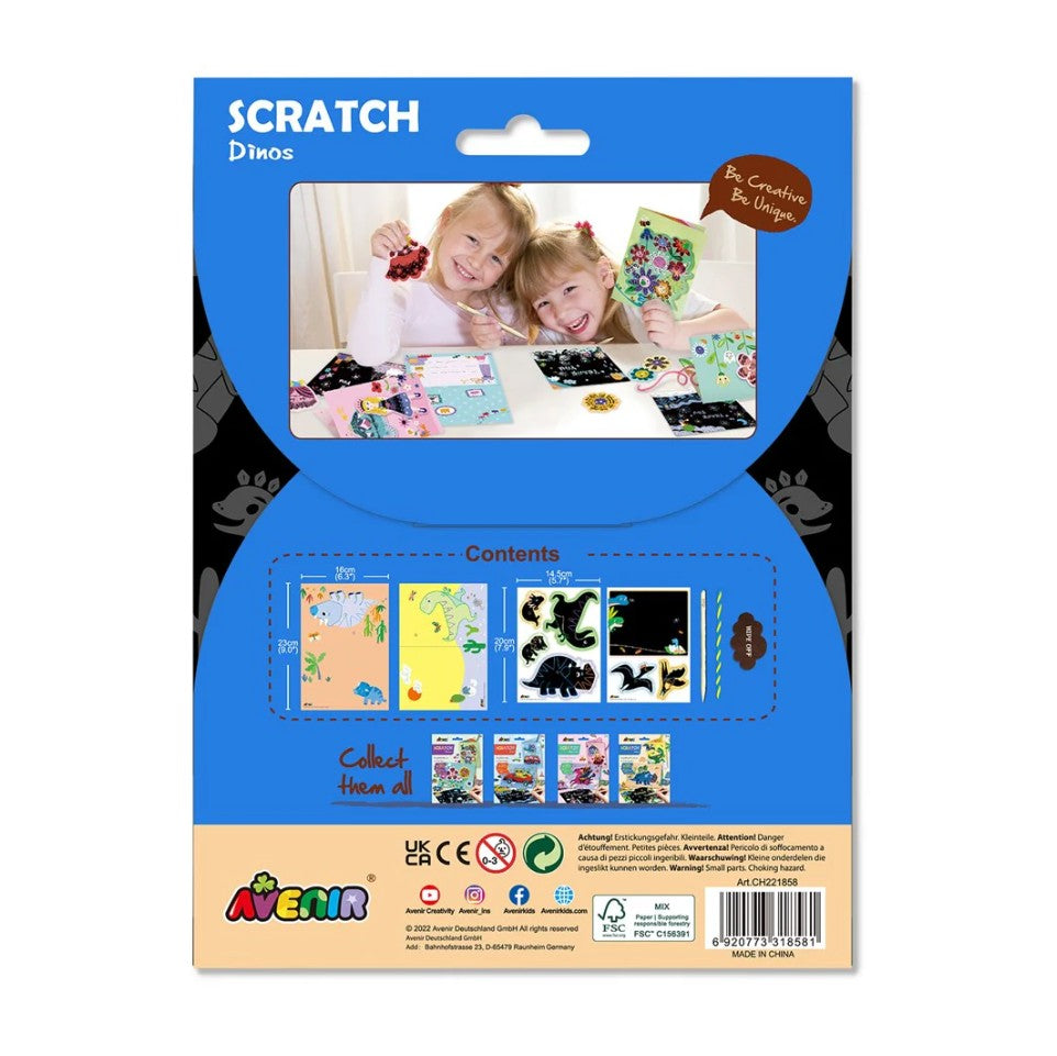 Avenir - Scratch Greeting Cards Set - Dinosaurs